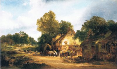 Ancienne auberge au bord de la route dans le Kent - William Snr. Shayer